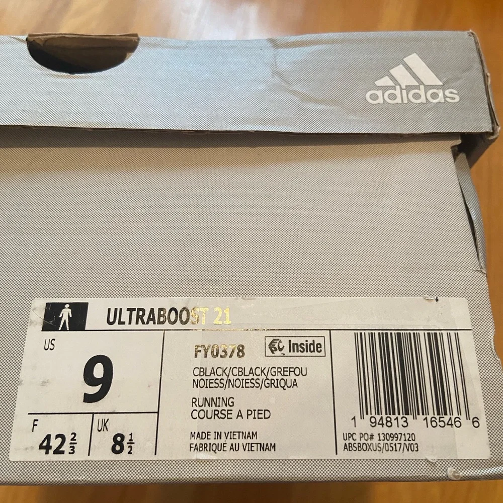 NIBAdidas Ultraboost 21 FY0378 Core Black Men's Running Shoes Sneakers US Size 9